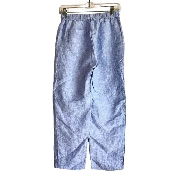 Quince European Linen Cropped Pants XS Blue Coastal Beachy Capsule - Picture 4 of 8